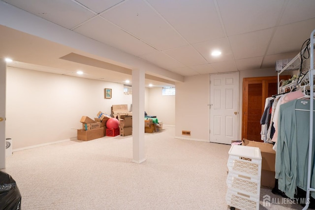 5 Wetherhill Way S, Brunswick, NJ 08810 - finished basement with carpet floors, a drop ceiling, baseboards, and recessed lighting