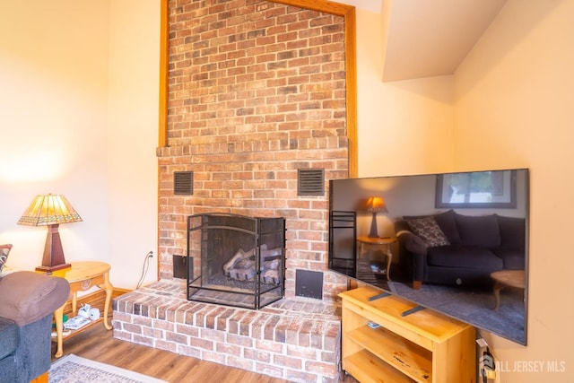 5 Wetherhill Way S, Brunswick, NJ 08810 - living room featuring wood finished floors and a brick fireplace