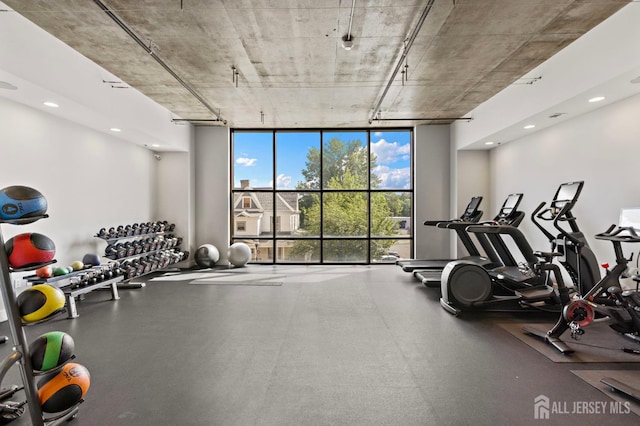 1 Carriage City Plz Unit 509, Rahway, NJ 07065 - gym with a wall of windows