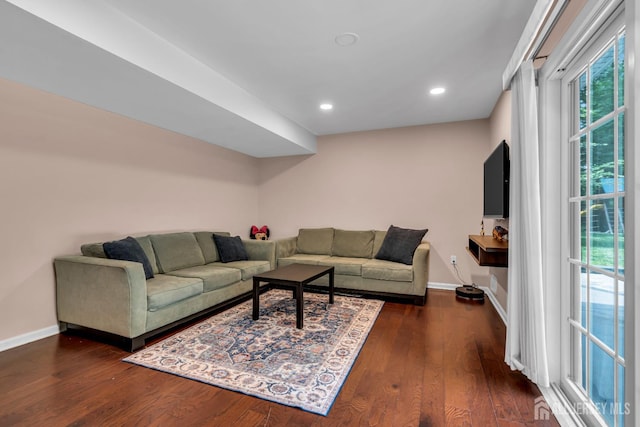 230 New Rd, South Brunswick, NJ 08852 - living area with dark wood-style floors and recessed lighting