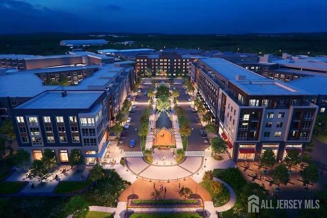 view of aerial view at night