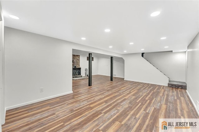 440 E Ave, Sewaren, NJ 07077 - finished basement with wood finished floors, stairs, and recessed lighting