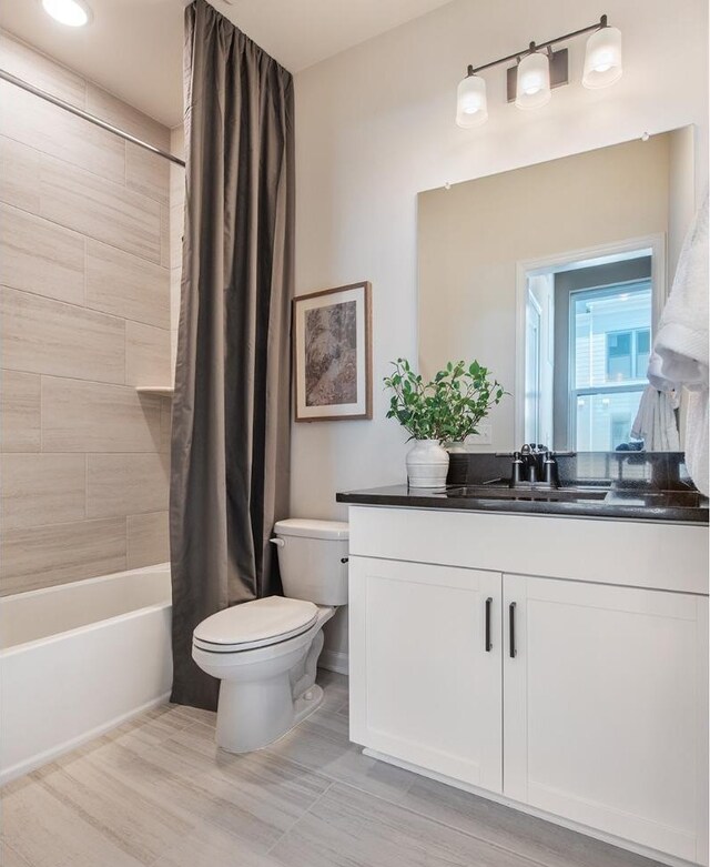 1314 Parker Blvd, West Windsor, NJ 08550 - bathroom featuring toilet, vanity, and shower / bath combo with shower curtain