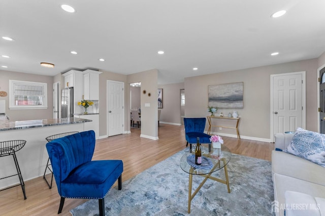 226 Schussler St, Sayreville, NJ 08879 - living room featuring light wood finished floors, recessed lighting, and plenty of natural light