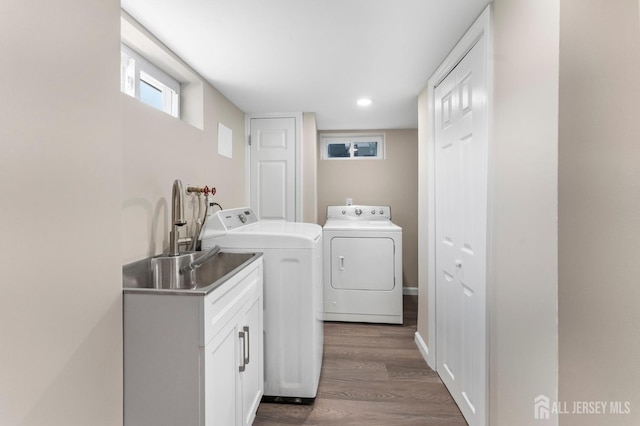 226 Schussler St, Sayreville, NJ 08879 - washroom featuring separate washer and dryer, dark wood finished floors, and recessed lighting