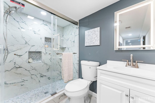 226 Schussler St, Sayreville, NJ 08879 - bathroom with vanity, a marble finish shower, and marble finish floors