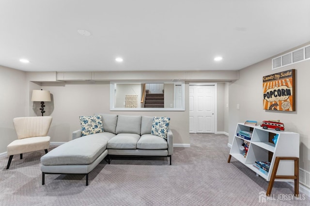 226 Schussler St, Sayreville, NJ 08879 - carpeted living room with recessed lighting and stairway