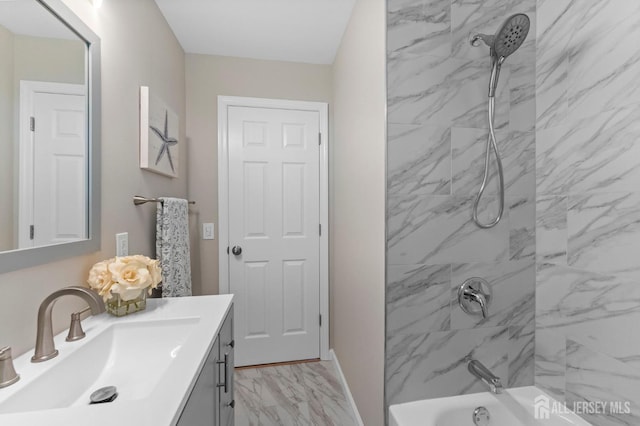 226 Schussler St, Sayreville, NJ 08879 - bathroom featuring marble finish flooring, vanity, and shower / washtub combination
