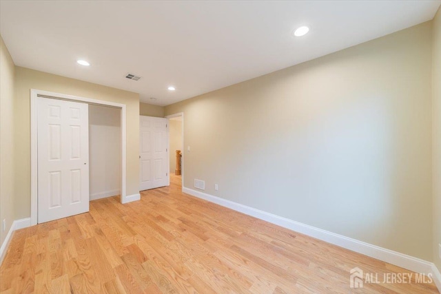 17 Fourth St, Hillsborough, NJ 08821 - unfurnished bedroom featuring baseboards, light wood-style flooring, recessed lighting, and a closet