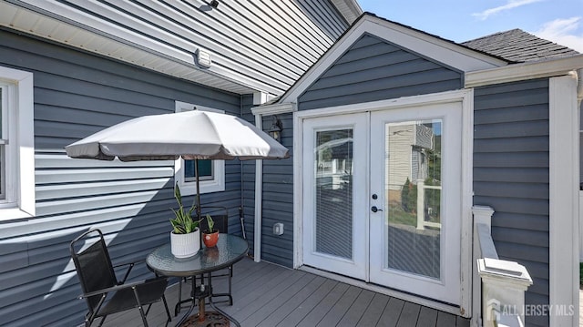 wooden deck with french doors