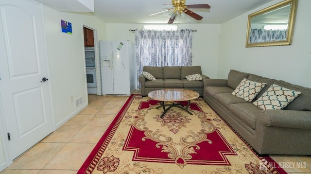 340 Park Ave, Old Bridge, NJ 08857 - tiled living room with a ceiling fan