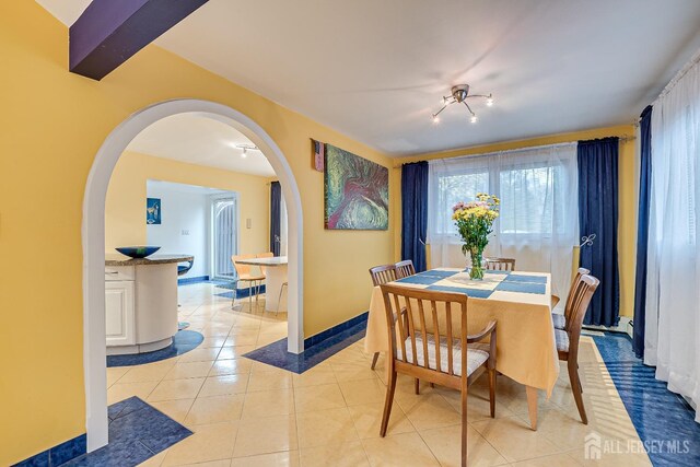 view of tiled dining area