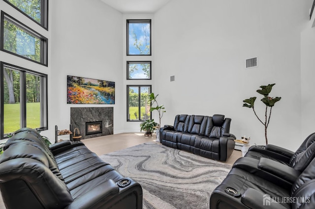 36 School Rd E, Marlboro, NJ 07746 - living room featuring a towering ceiling and a premium fireplace