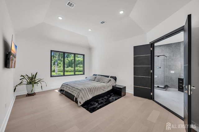 36 School Rd E, Marlboro, NJ 07746 - bedroom featuring light wood-type flooring, vaulted ceiling, and recessed lighting