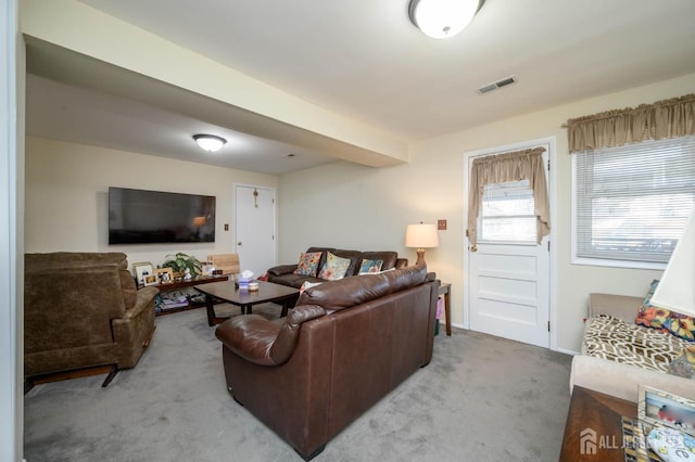 living room with carpet floors