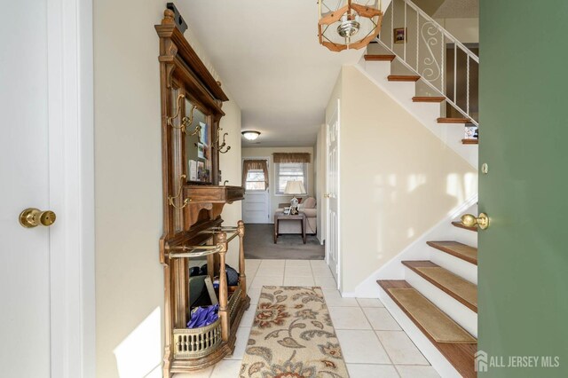 interior space with tile patterned floors