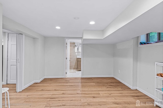 425 Grove Ave, Metuchen, NJ 08840 - finished below grade area with light wood finished floors, baseboards, and recessed lighting
