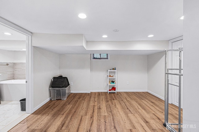 425 Grove Ave, Metuchen, NJ 08840 - finished basement with wood finished floors, baseboards, and recessed lighting