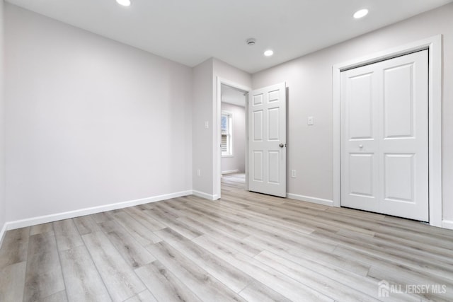 763 Gadek Pl, Perth Amboy, NJ 08861 - unfurnished bedroom featuring light wood-type flooring, recessed lighting, baseboards, and a closet