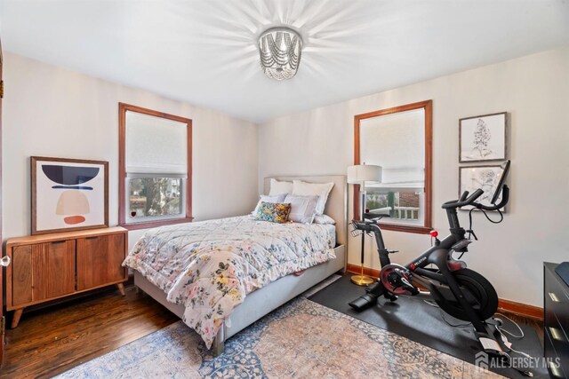 bedroom featuring dark hardwood / wood-style floors