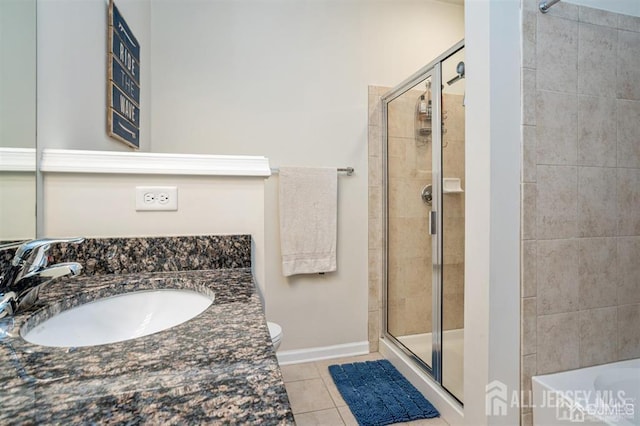 1515 NE Hudson Cir Unit 1515, Highland Park, NJ 08904 - full bath with a shower stall, tile patterned floors, vanity, and a tub