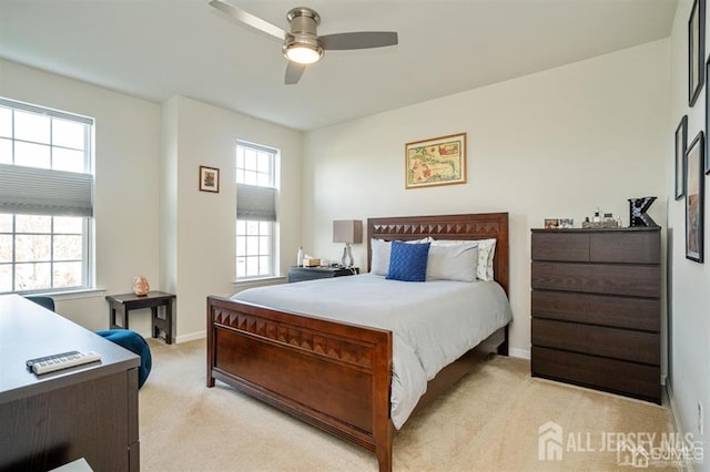 1515 NE Hudson Cir Unit 1515, Highland Park, NJ 08904 - bedroom with light carpet, multiple windows, and ceiling fan