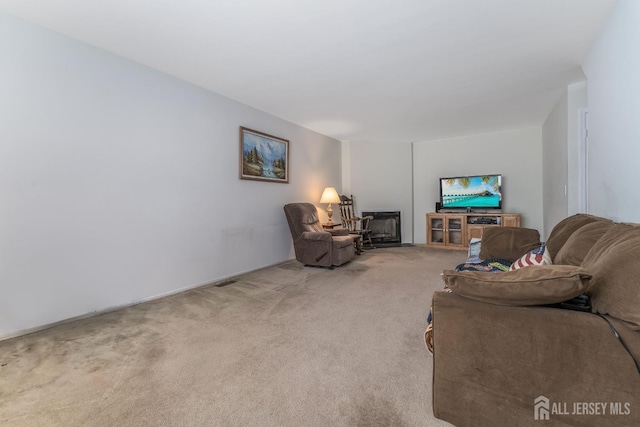 living room featuring carpet floors