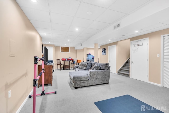 12 Jeremy Way, Old Bridge, NJ 08857 - exercise room featuring a drop ceiling, recessed lighting, and baseboards
