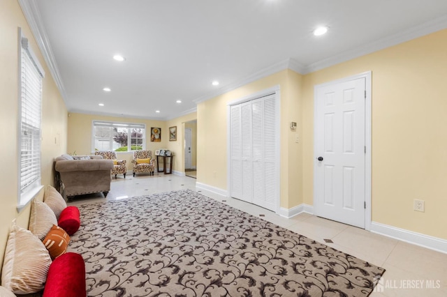 55 Nottingham Dr, Old Bridge, NJ 08857 - living area with crown molding, recessed lighting, and tile patterned floors