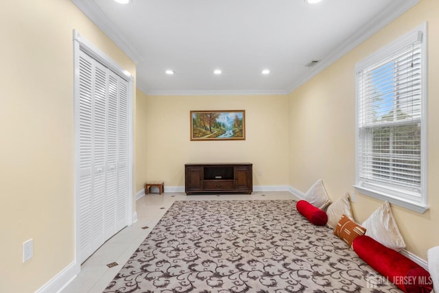 55 Nottingham Dr, Old Bridge, NJ 08857 - living area featuring recessed lighting, crown molding, and tile patterned flooring