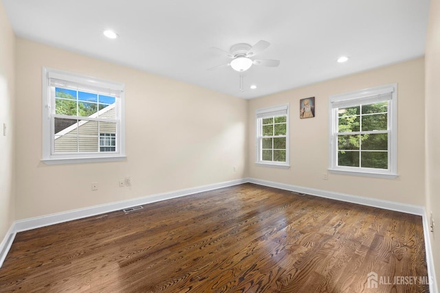 55 Nottingham Dr, Old Bridge, NJ 08857 - spare room featuring dark wood finished floors, a ceiling fan, and recessed lighting