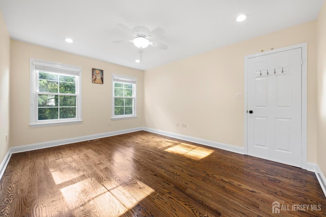 55 Nottingham Dr, Old Bridge, NJ 08857 - spare room with dark wood-style flooring, a ceiling fan, and recessed lighting