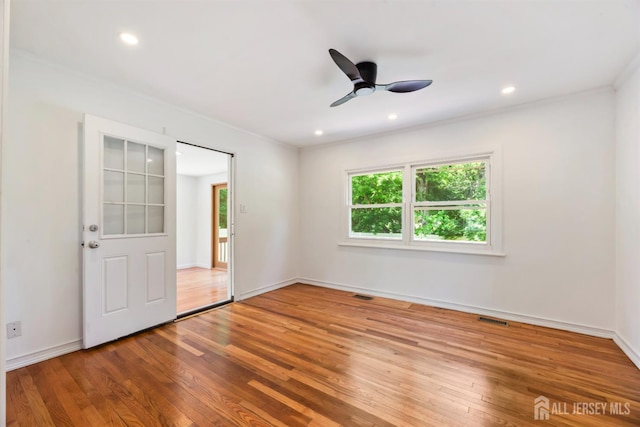 299 Riva Ave, East Brunswick, NJ 08850 - spare room with hardwood / wood-style flooring, baseboards, recessed lighting, and a ceiling fan