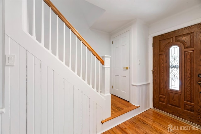 299 Riva Ave, East Brunswick, NJ 08850 - foyer with stairs and wood finished floors