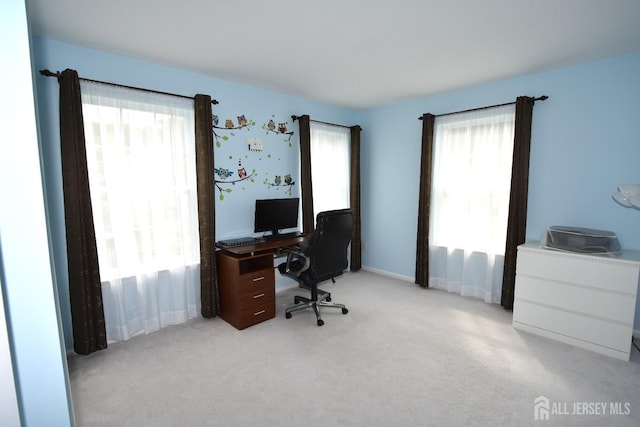 office featuring light colored carpet