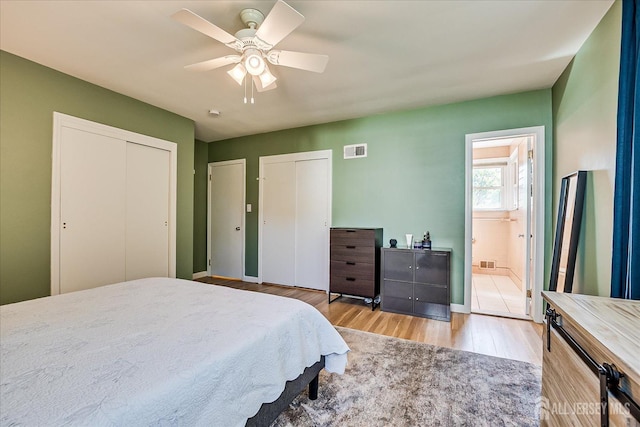 207 Dellwood Rd, Metuchen, NJ 08840 - bedroom with wood finished floors, baseboards, multiple closets, and ceiling fan