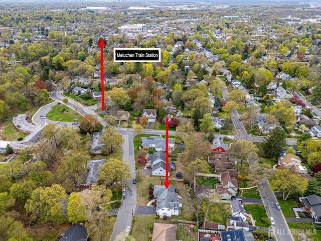 207 Dellwood Rd, Metuchen, NJ 08840 - aerial overview of property's location featuring nearby suburban area