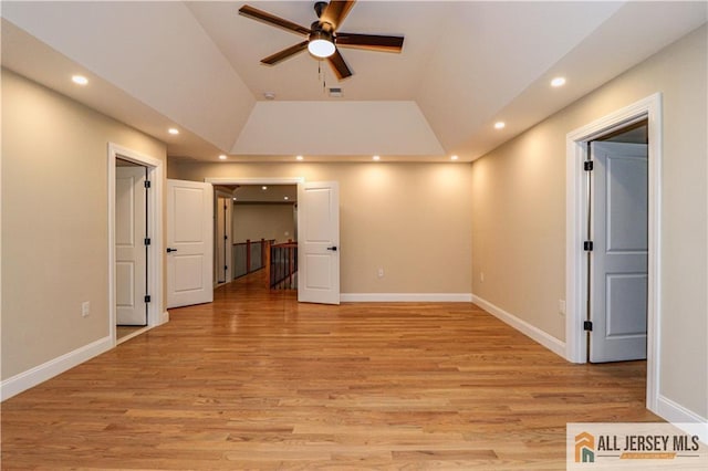 4 Kristina Ct, East Brunswick, NJ 08816 - empty room featuring a ceiling fan, recessed lighting, light wood-style floors, and baseboards