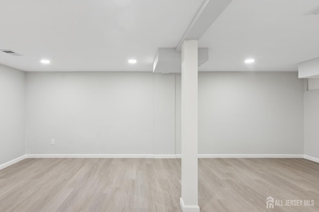831 W Inman Ave, Rahway, NJ 07065 - finished basement featuring light wood-style floors, baseboards, and recessed lighting