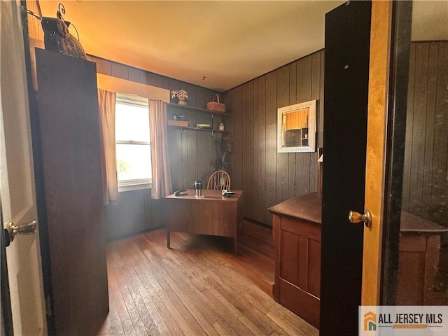 56 Harvey Cir E, Brunswick, NJ 08816 - office with light wood finished floors and wooden walls