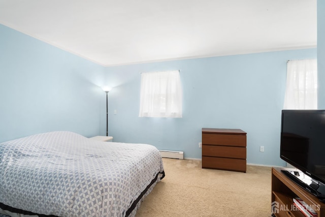 2001 Grant Ave, South Plainfield, NJ 07080 - bedroom featuring light carpet and a baseboard heating unit