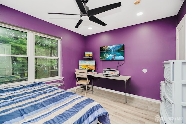 324 Oak Knoll Dr, Manalapan, NJ 07726 - bedroom with wood finished floors, ceiling fan, and recessed lighting