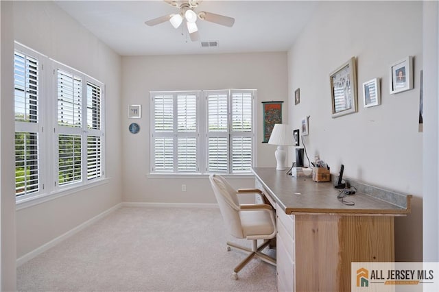 540 Cranbury Rd Unit 442, East Brunswick, NJ 08816 - office area featuring plenty of natural light, a ceiling fan, and carpet floors