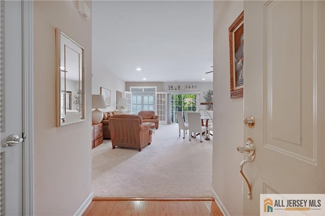 540 Cranbury Rd Unit 442, East Brunswick, NJ 08816 - hallway with recessed lighting, carpet, and wood finished floors