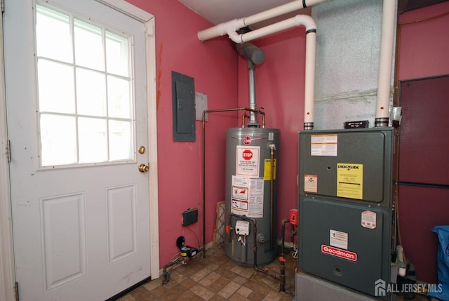 utilities with electric panel and water heater