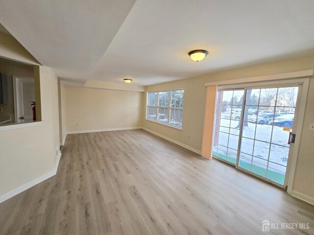 interior space with light hardwood / wood-style flooring