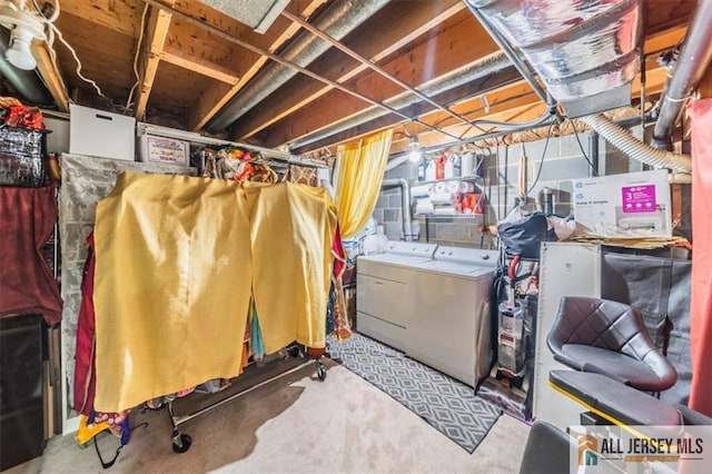 47 Pheasant Run Unit 47, Edison, NJ 08820 - unfinished basement featuring washer and clothes dryer