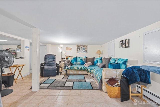 305 Penfield Pl, Dunellen, NJ 08812 - living room featuring a baseboard heating unit and tile patterned floors