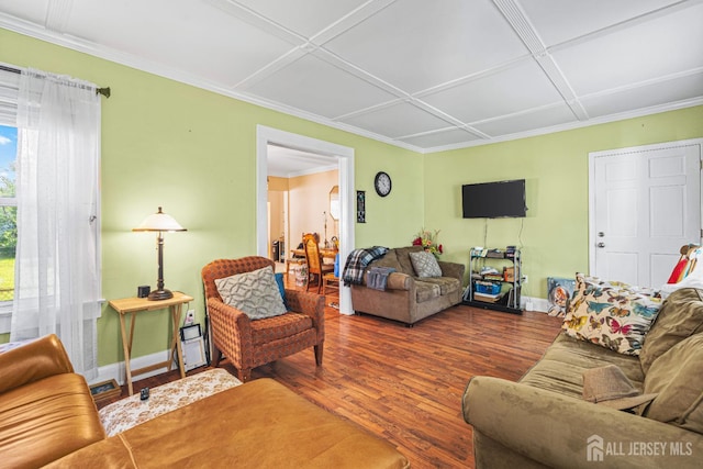 305 Penfield Pl, Dunellen, NJ 08812 - living area with wood finished floors and ornamental molding