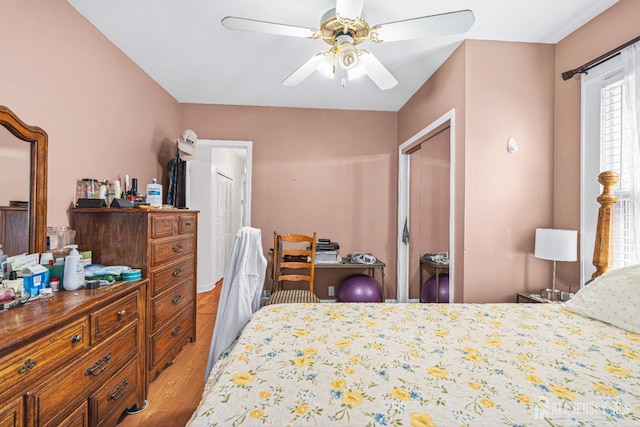 305 Penfield Pl, Dunellen, NJ 08812 - bedroom with light wood-type flooring and a ceiling fan